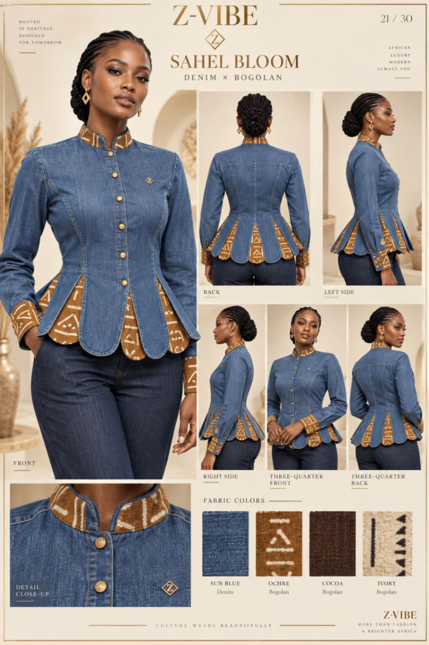 Z-Vibe Sahel Bloom™ Denim Peplum Jacket — Women — Product