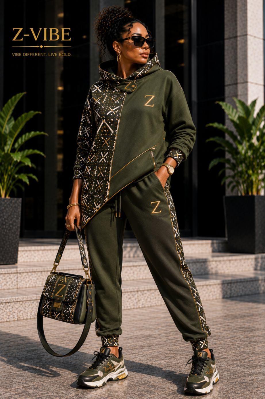 Olive Heritage Panel Tracksuit design board