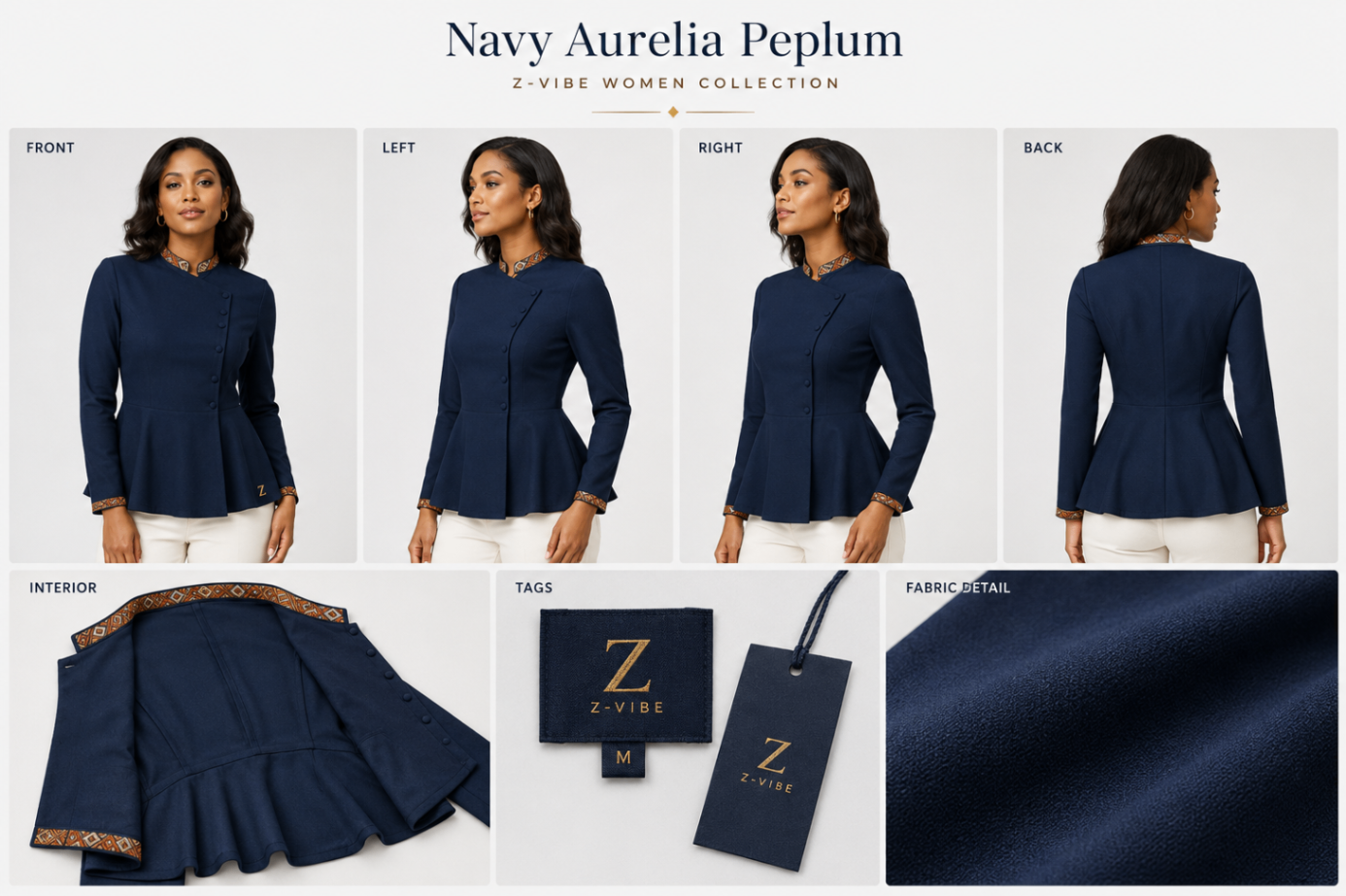 Navy Aurelia Peplum design board