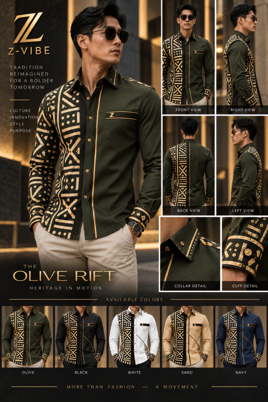 The Olive Rift Shirt design board
