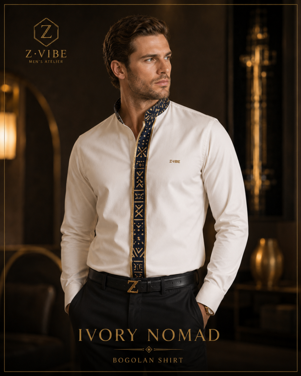 Ivory Nomad Placket Shirt design board