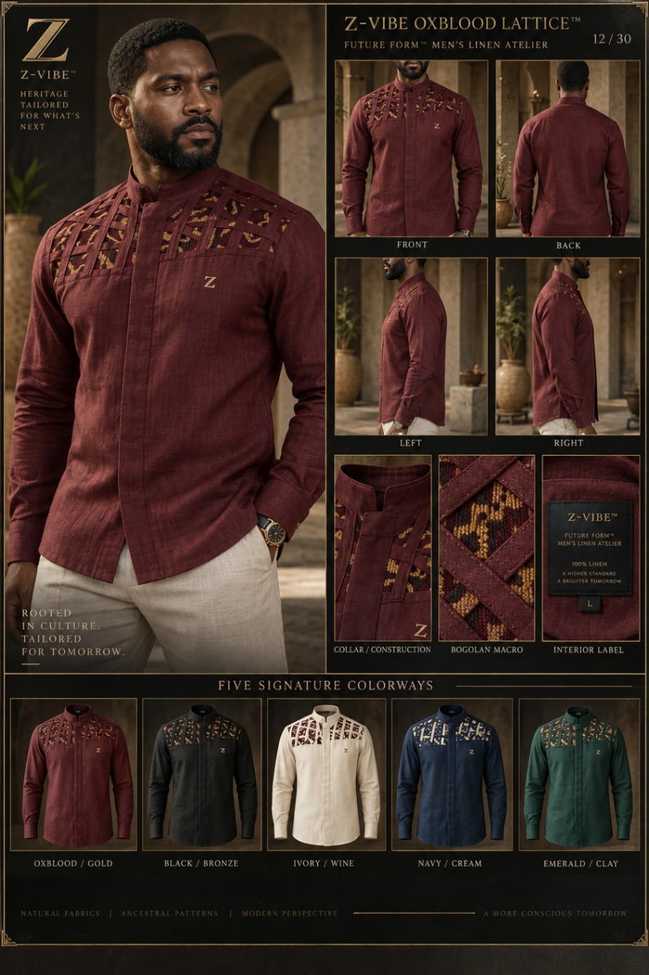 Oxblood Lattice Shirt design board