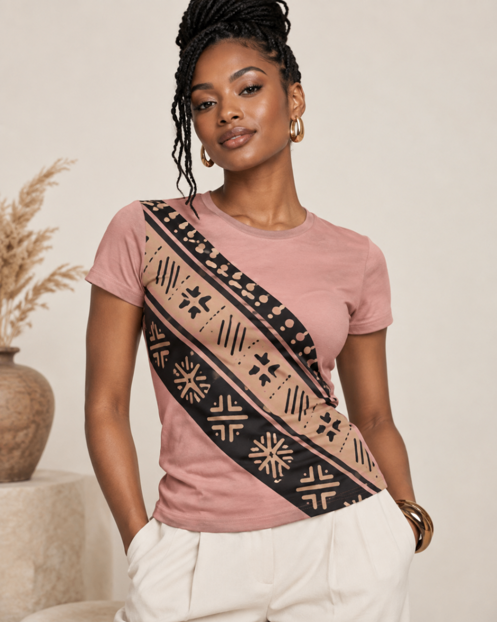 Blush Diagonal Sash Tee design board