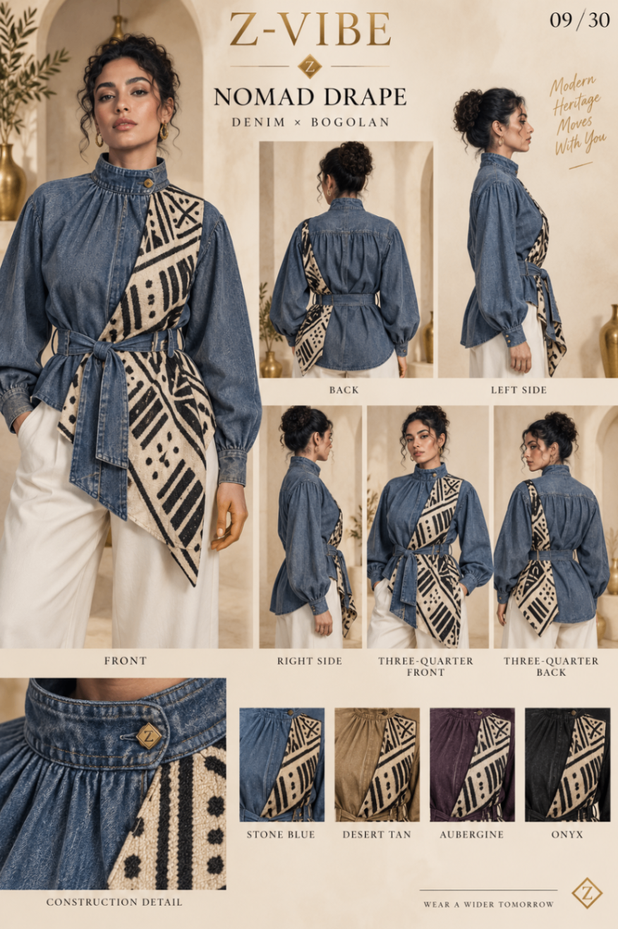Z-Vibe Nomad Drape™ Denim Blouse — Women — Product