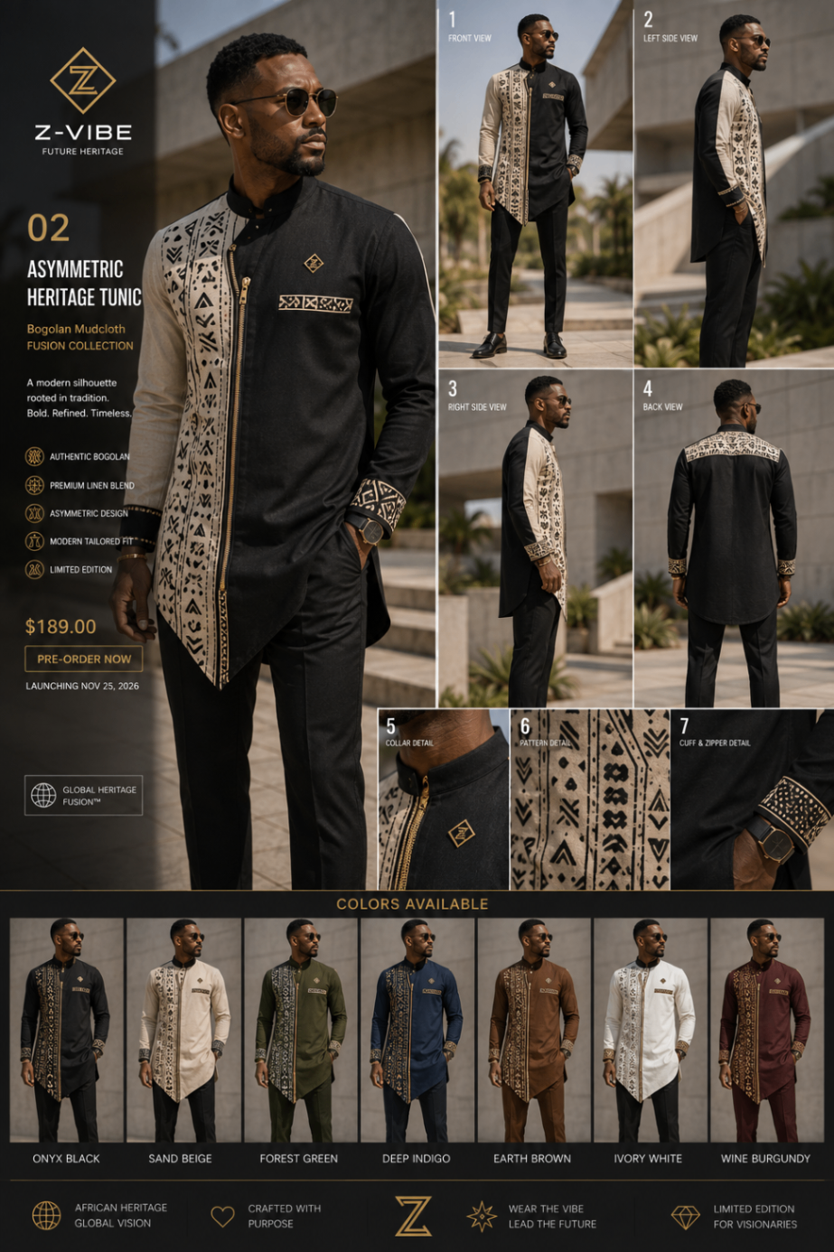 Z-Vibe Asymmetric Heritage™ Tunic design board