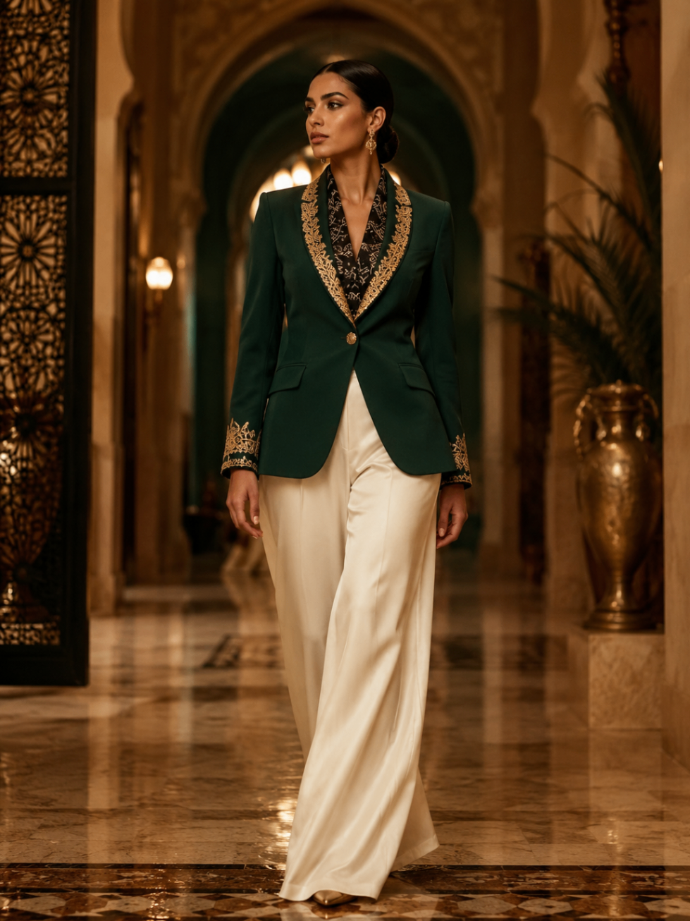 Emerald Gold Lapel Palace Blazer design board