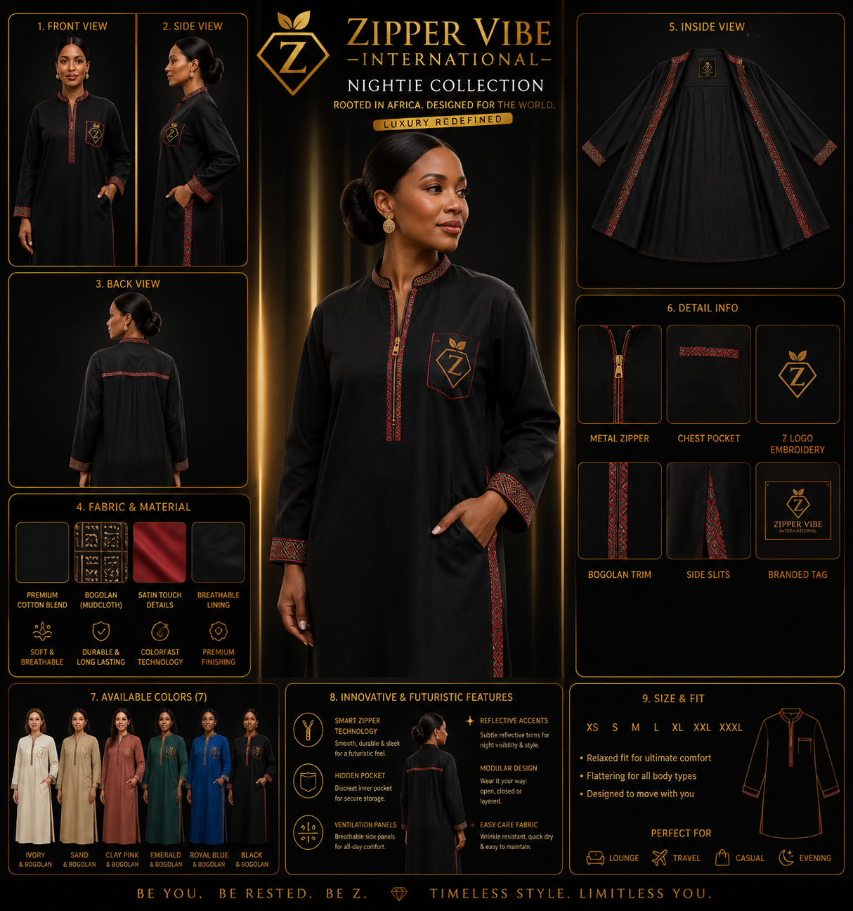Front View — Nightie Robe — worn view of the collection look