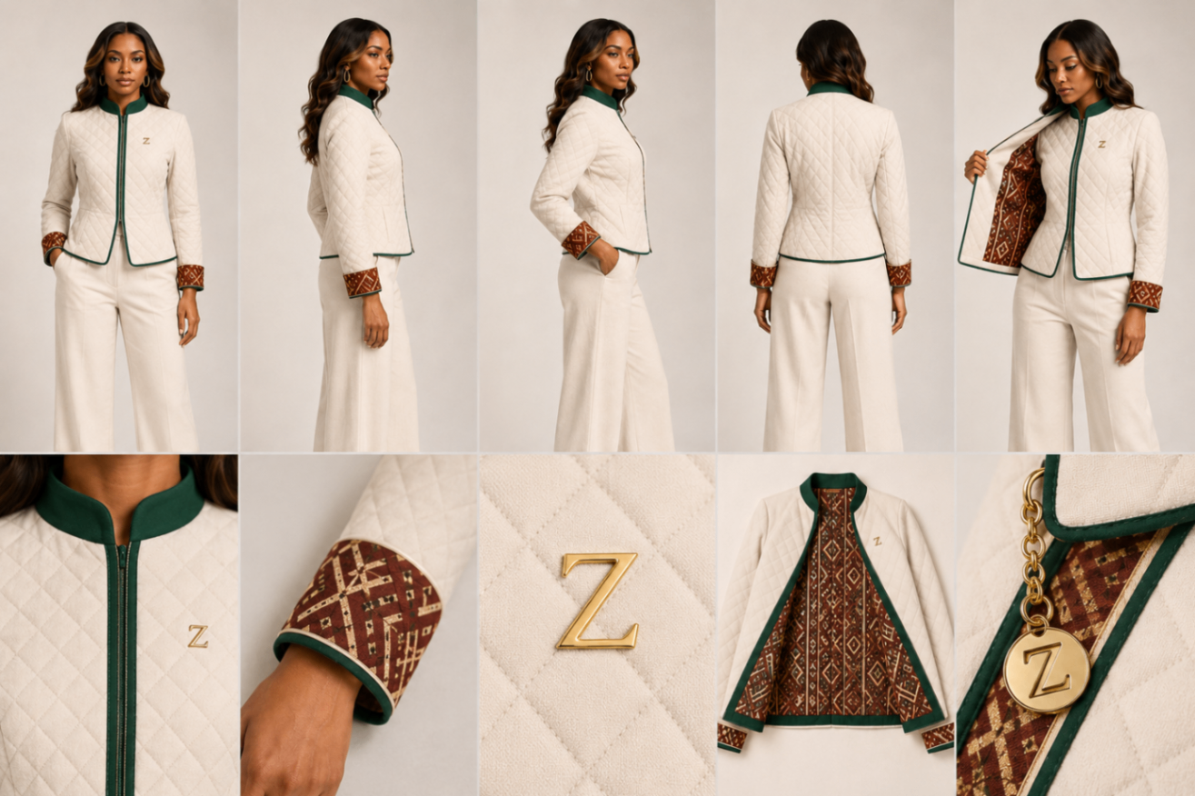 Ivory Quilted Heritage Jacket design board