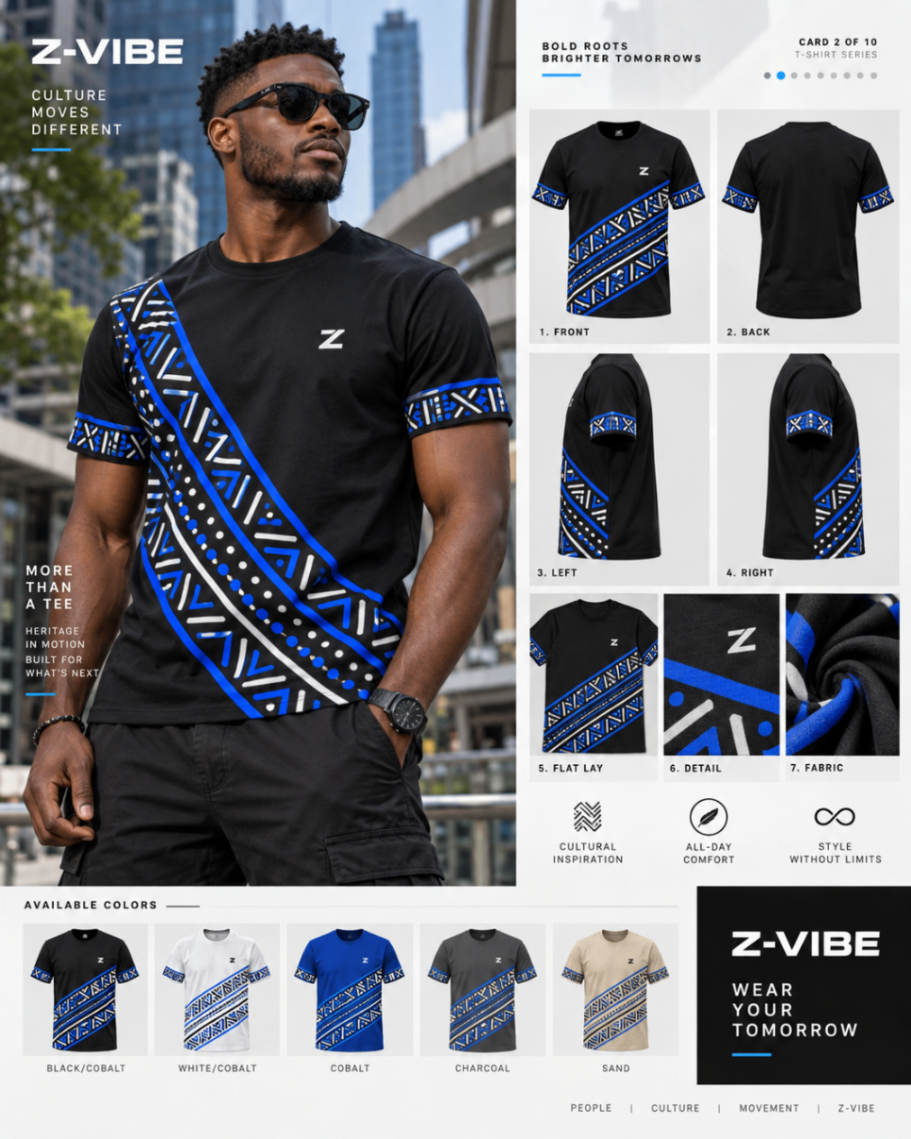 Cobalt Diagonal Motion Tee design board
