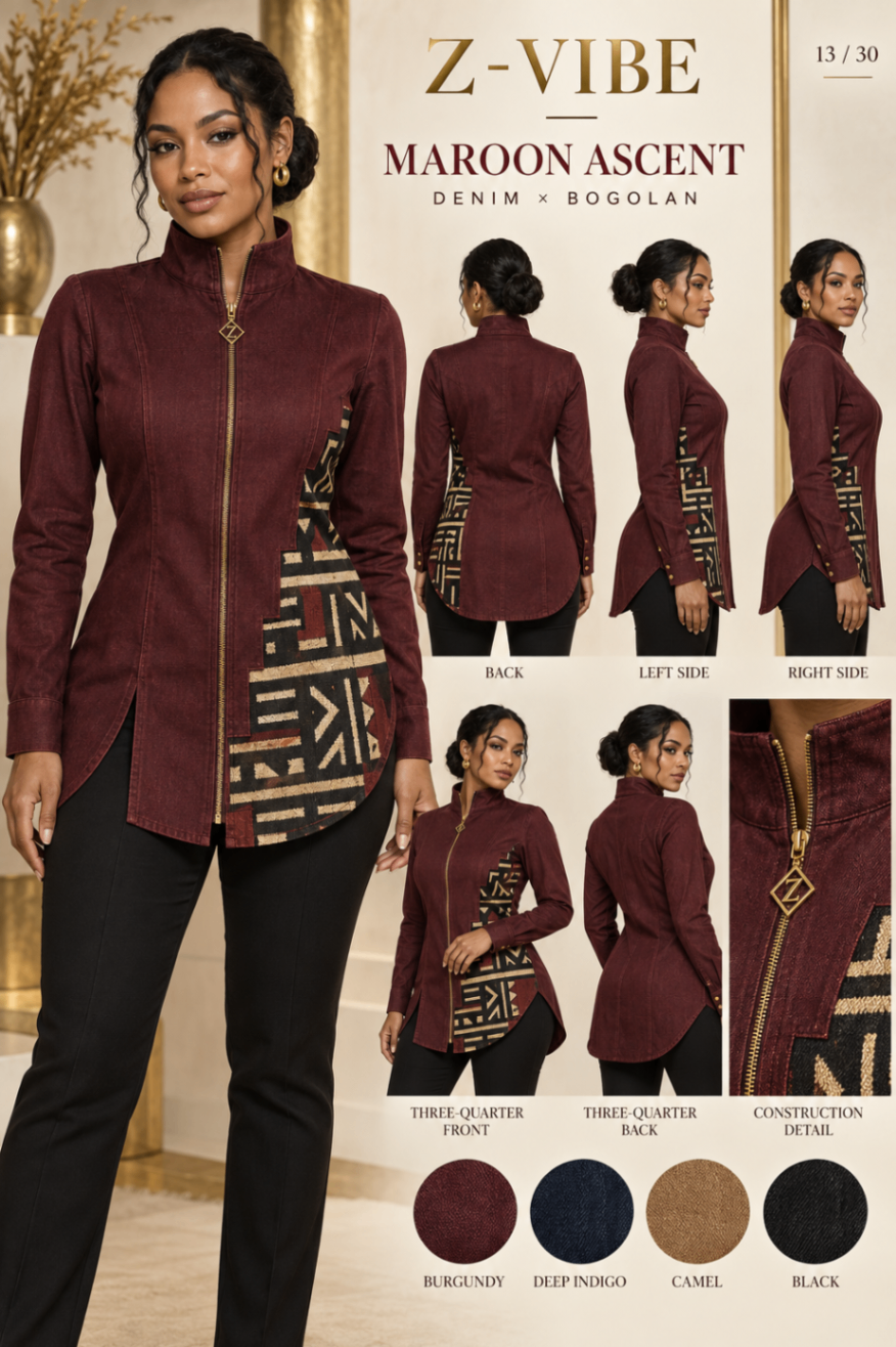 Z-Vibe Maroon Ascent™ Denim Shirt — Women — Product