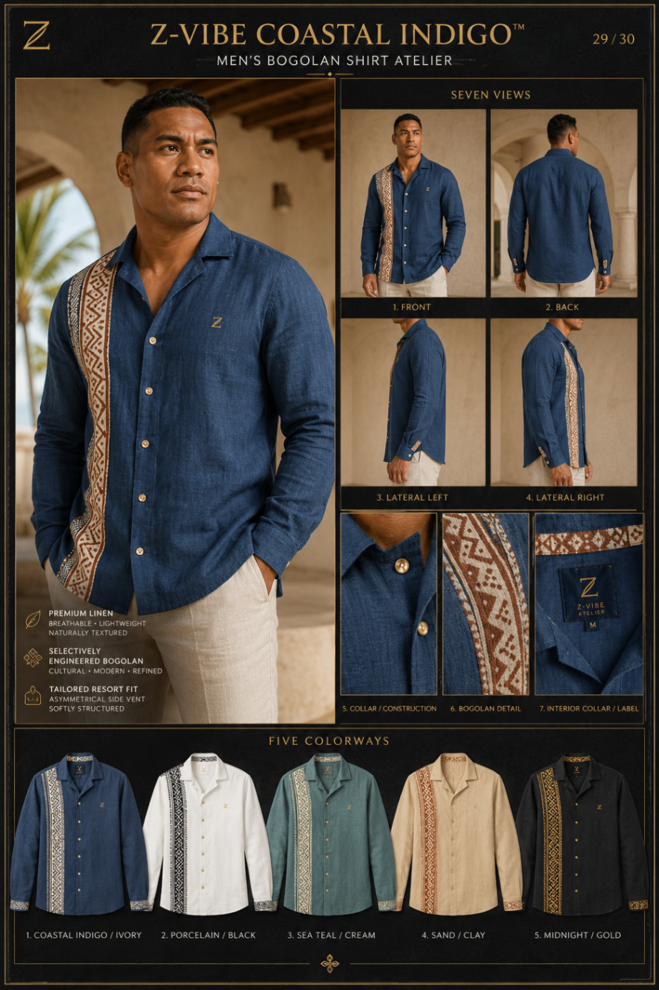 Coastal Indigo Shirt design board