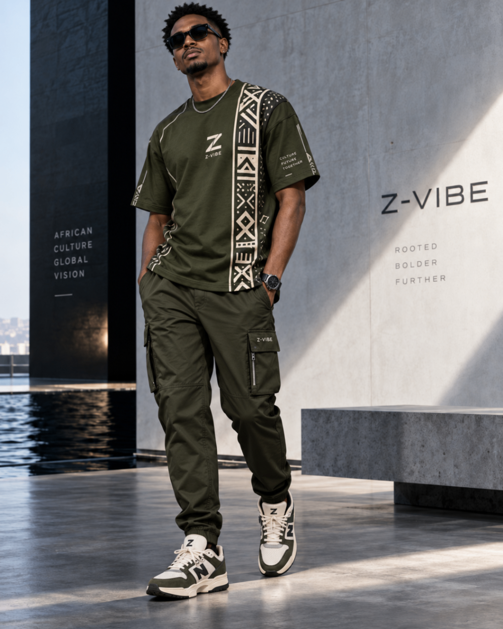 Olive Mudcloth Band Tee design board