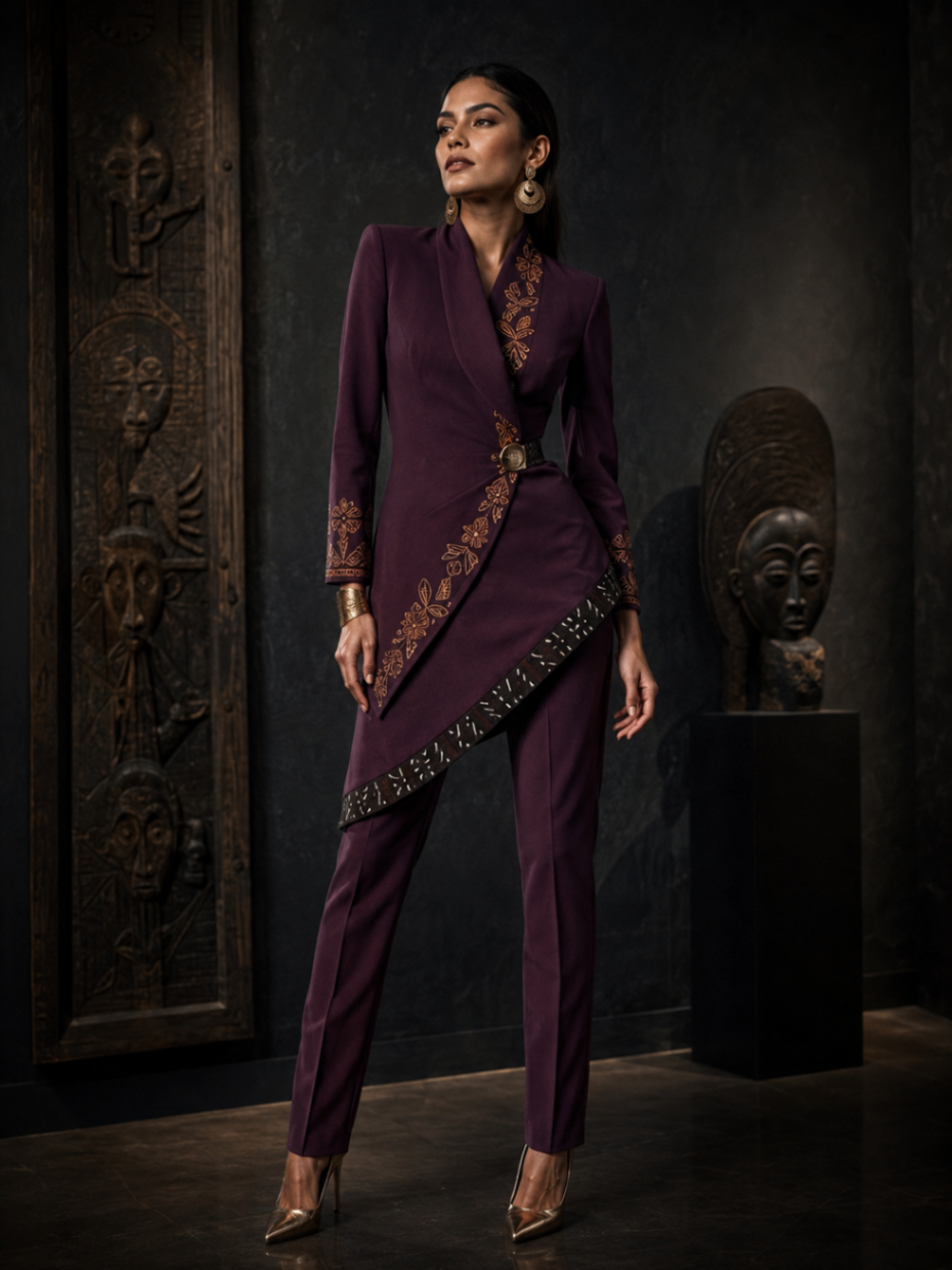Plum Asymmetric Heritage Suit design board