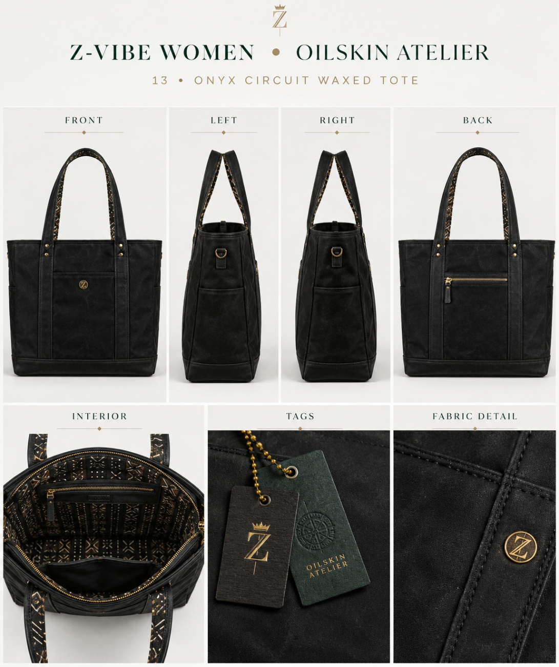 Onyx Circuit Waxed Tote design board