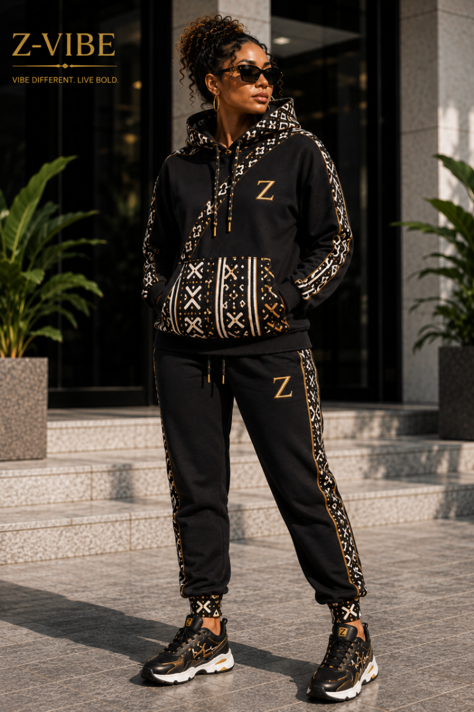 Black Bogolan Pocket Register Tracksuit design board