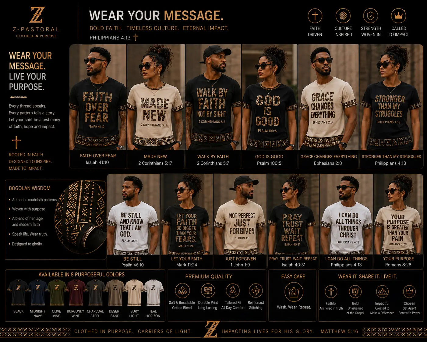 Message Crew Tee — Bogolan Band design board