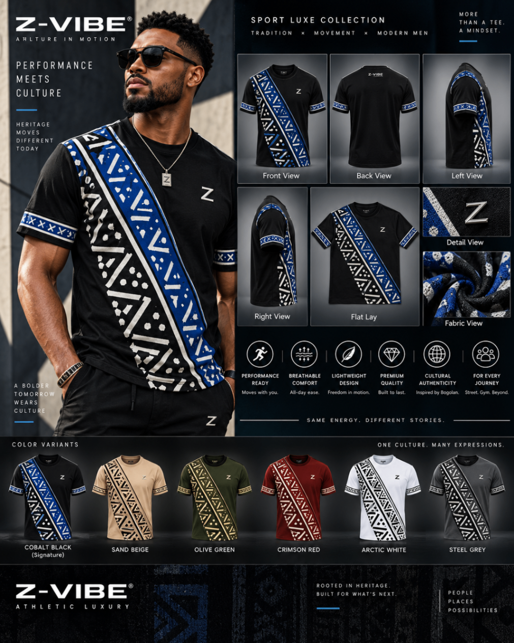 Sport Luxe Cobalt Tee design board