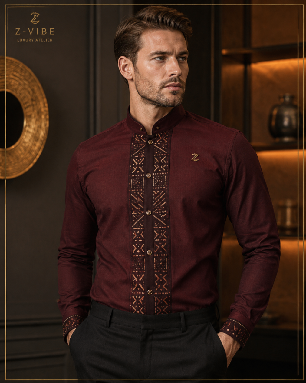 Burgundy Placket Heritage Shirt design board
