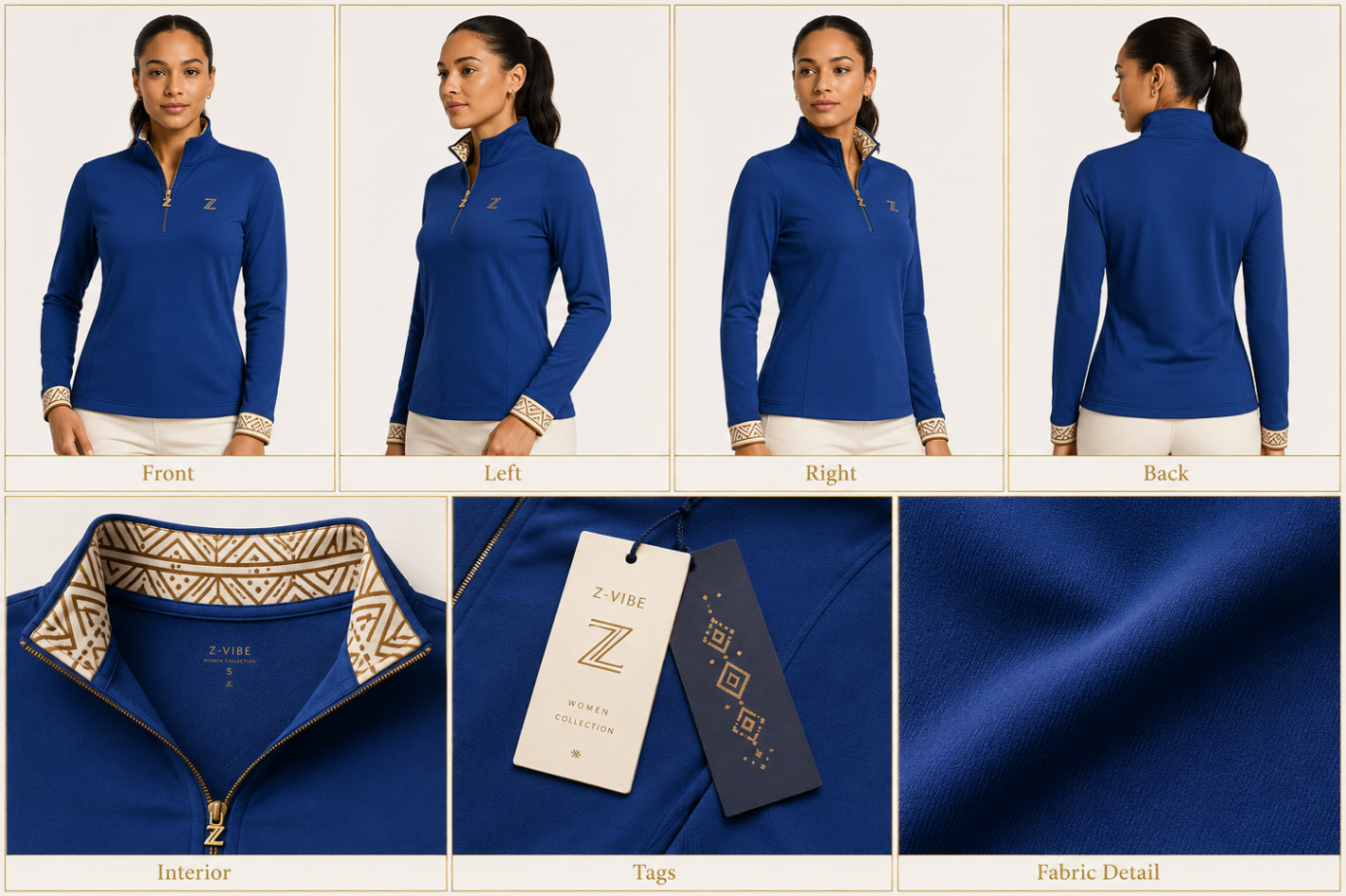 Cobalt Meridian Half-Zip design board