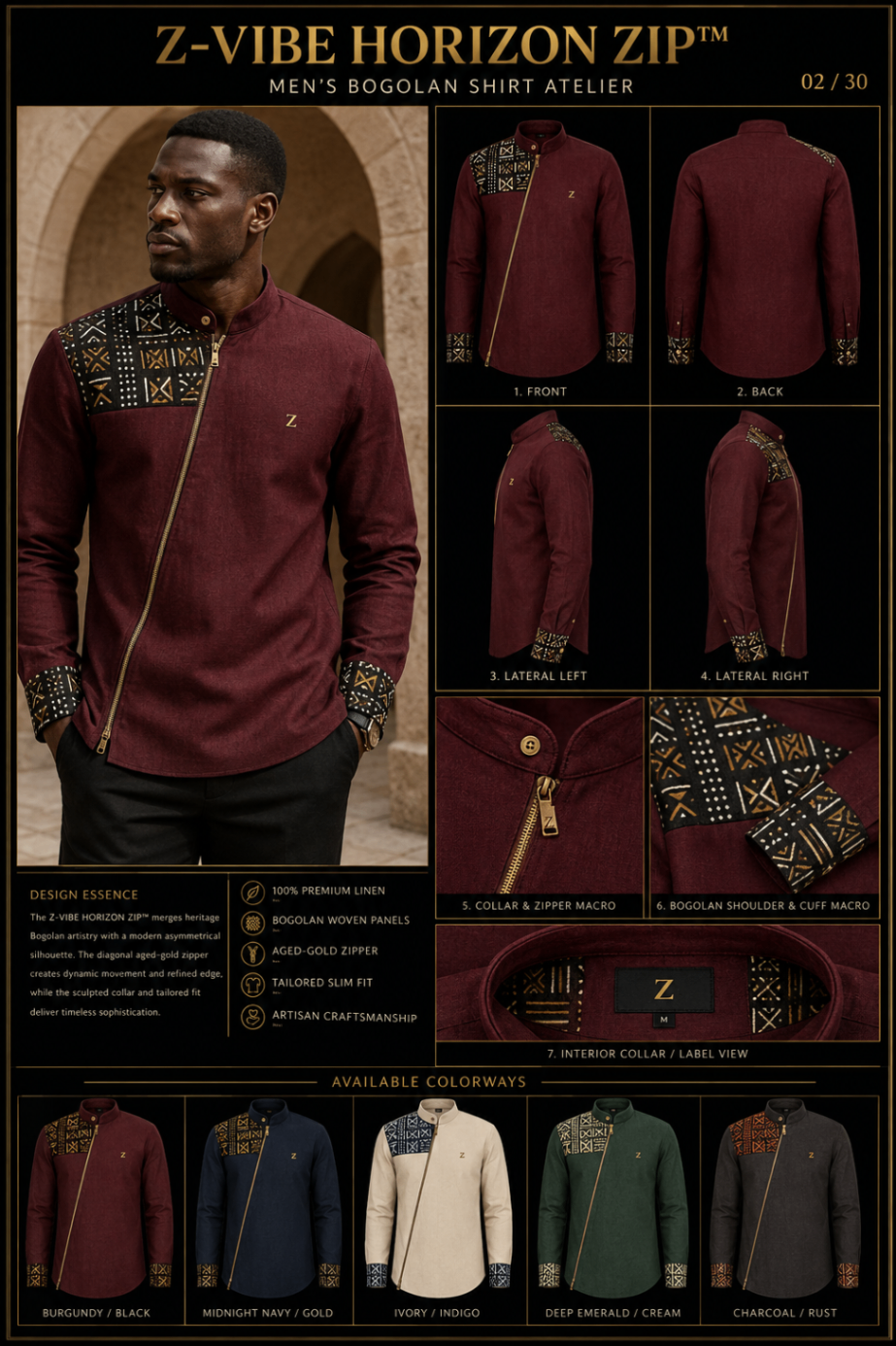 Horizon Zip Shirt design board