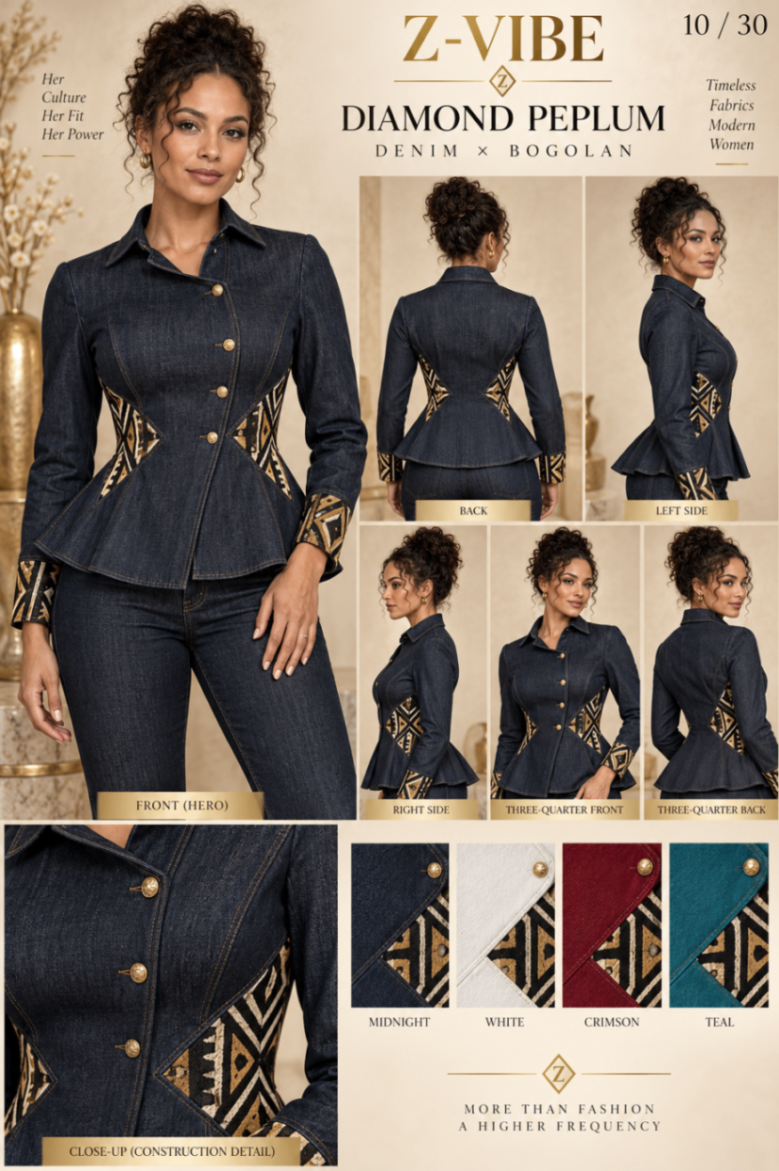 Z-Vibe Diamond Peplum™ Denim Jacket — Women — Product