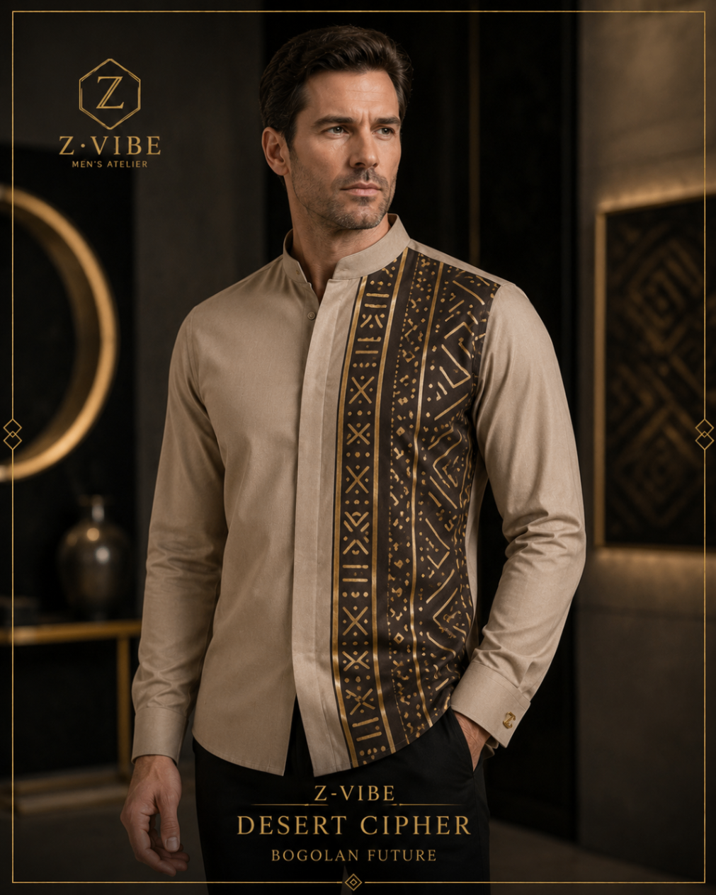 Desert Cipher Placket Shirt design board
