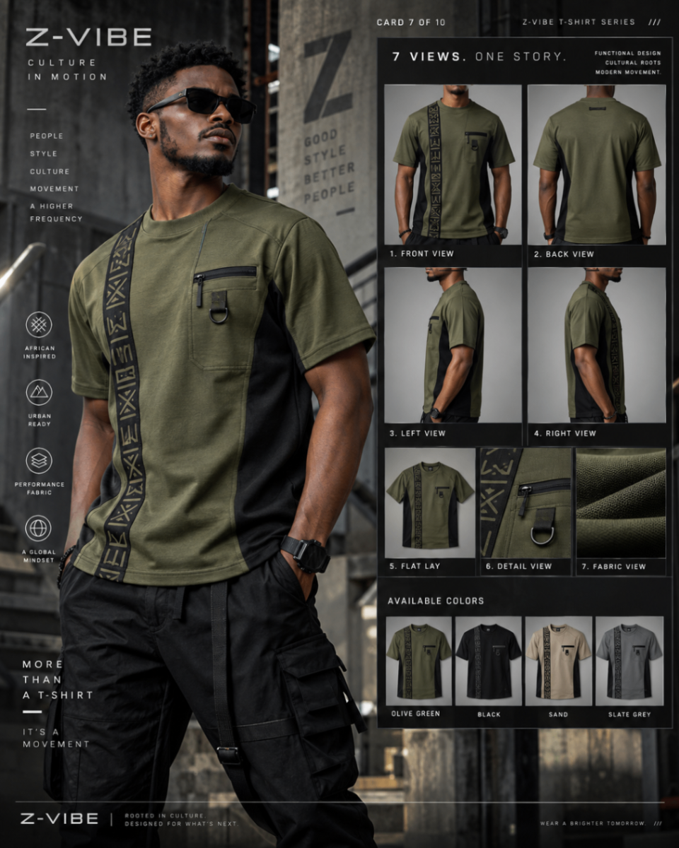 Olive Utility Motion Tee design board