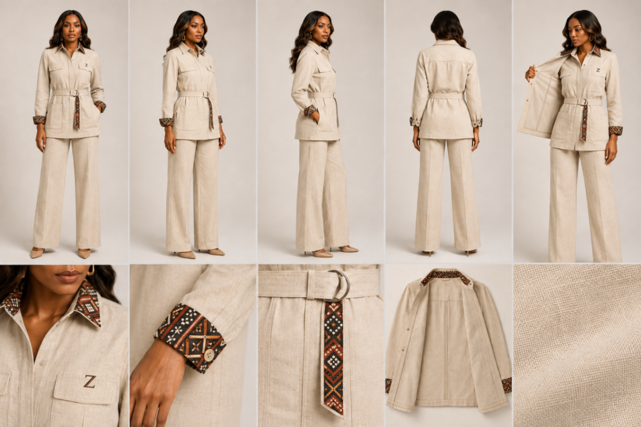 Linen Safari Suit design board