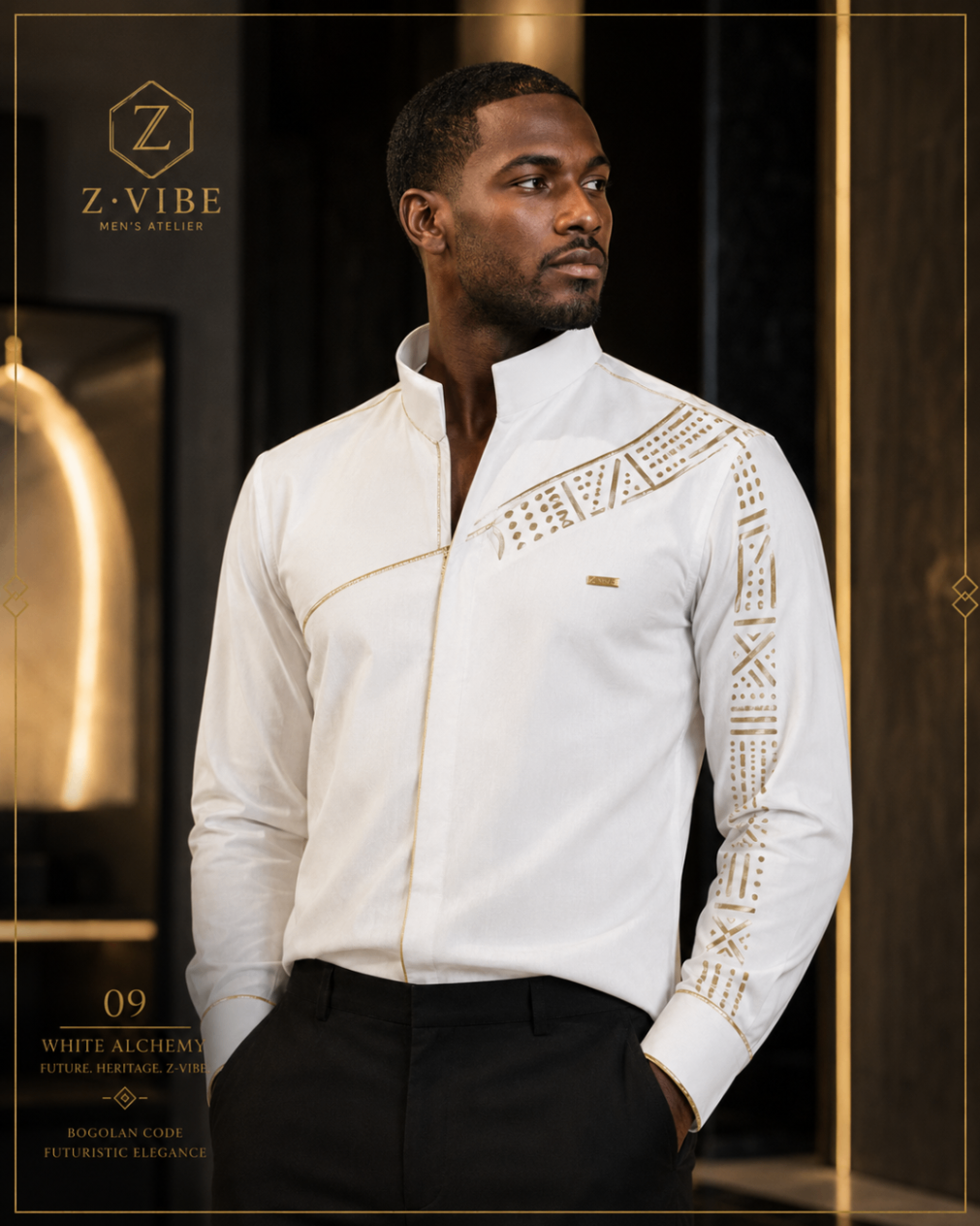 White Alchemy Gold Register Shirt design board