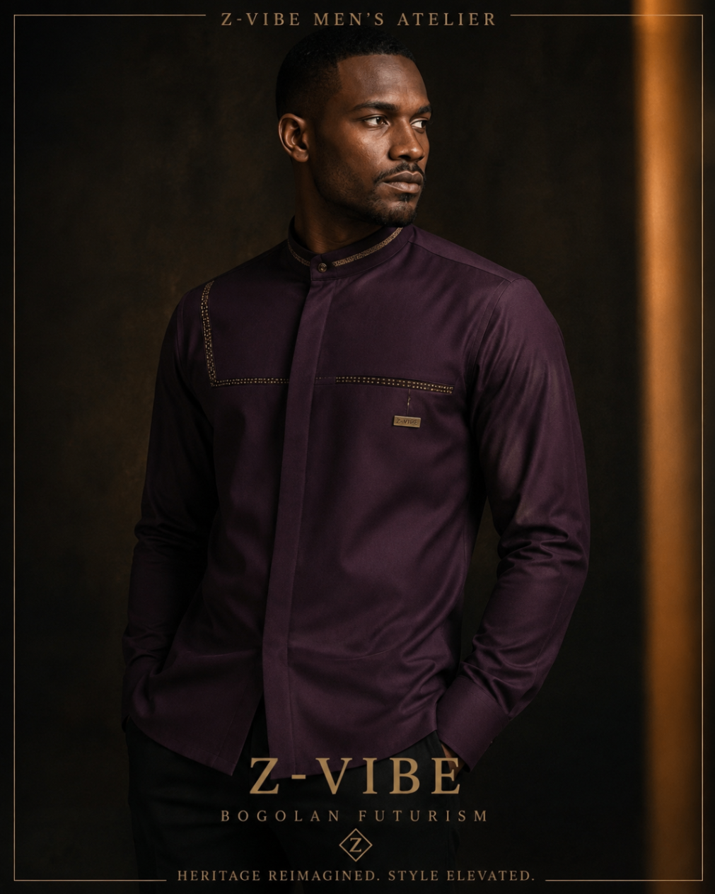 Plum Mandarin Stud Shirt design board