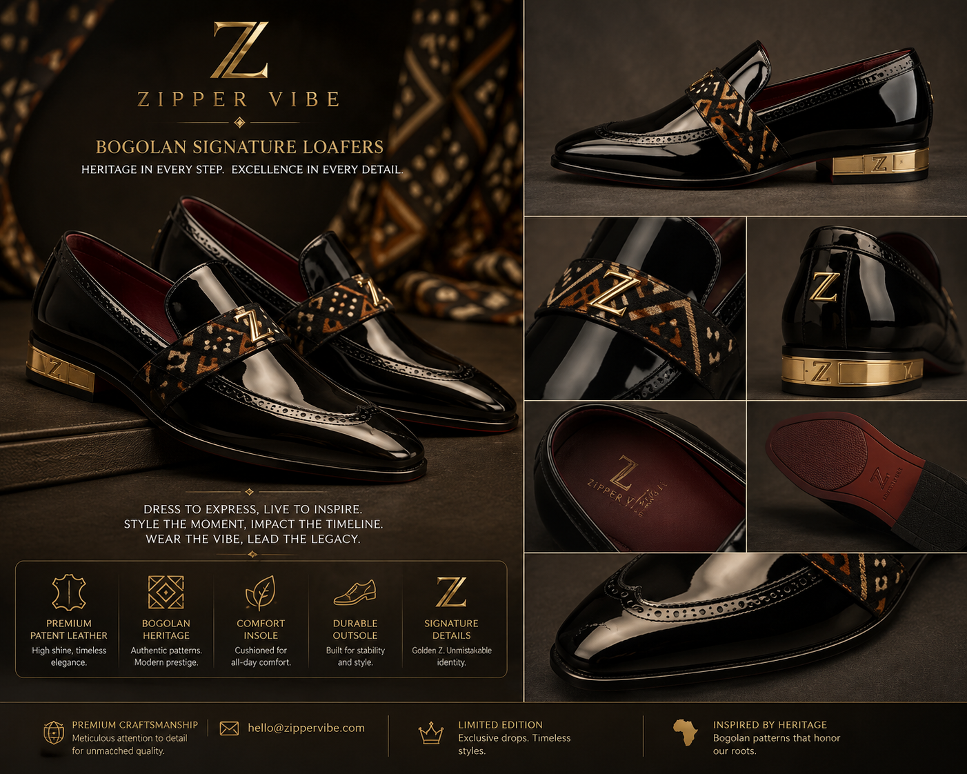 Bogolan Signature Loafer — Premium patent leather upper