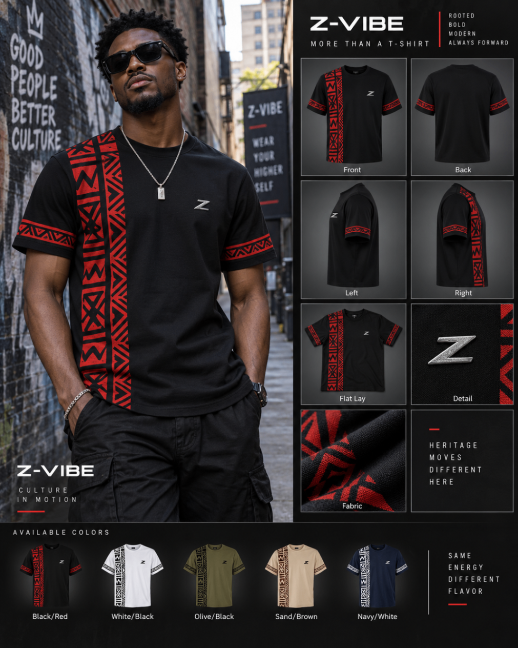 Black Red Motion Tee design board