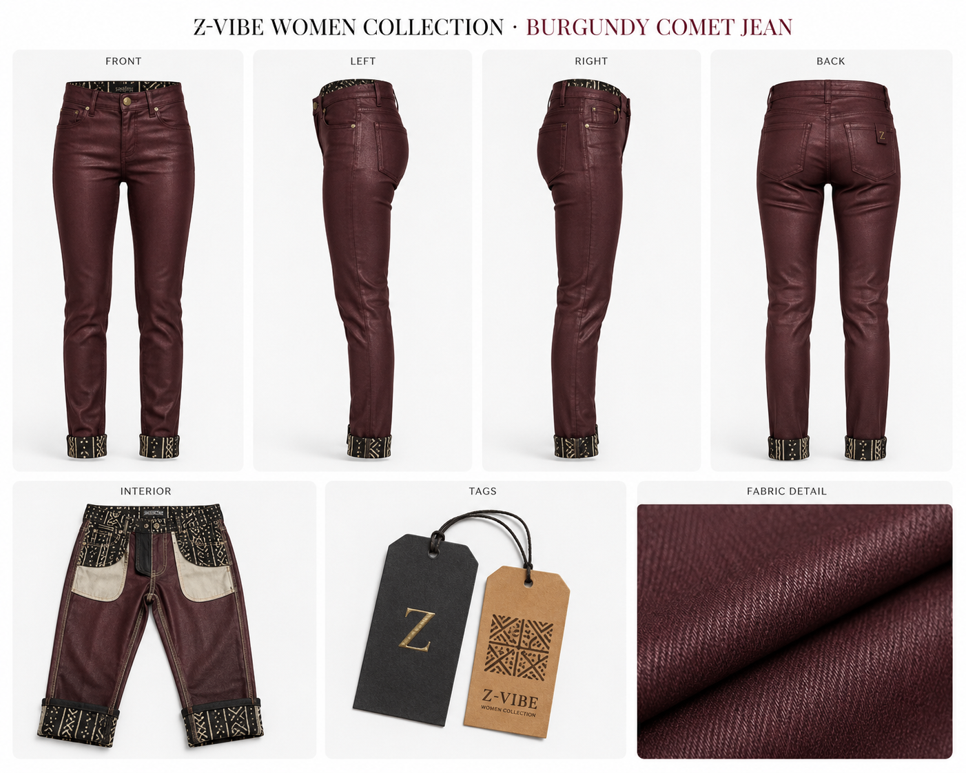 Burgundy Comet Jean design board