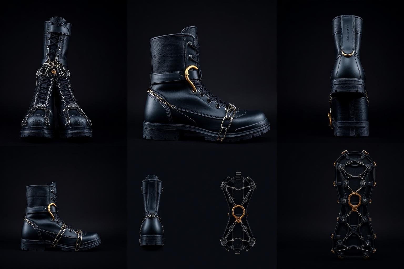 Z-Chain Triumph Traction System — Men — Unisex · Z-Chain Snow Traction seven-view specification plate; showing 01 Front, 02 Left, 03 Right, 04 Back, 05 Interior, 06 Inner tags, 07 Fabric detail. — 01 Front, Midnight Navy