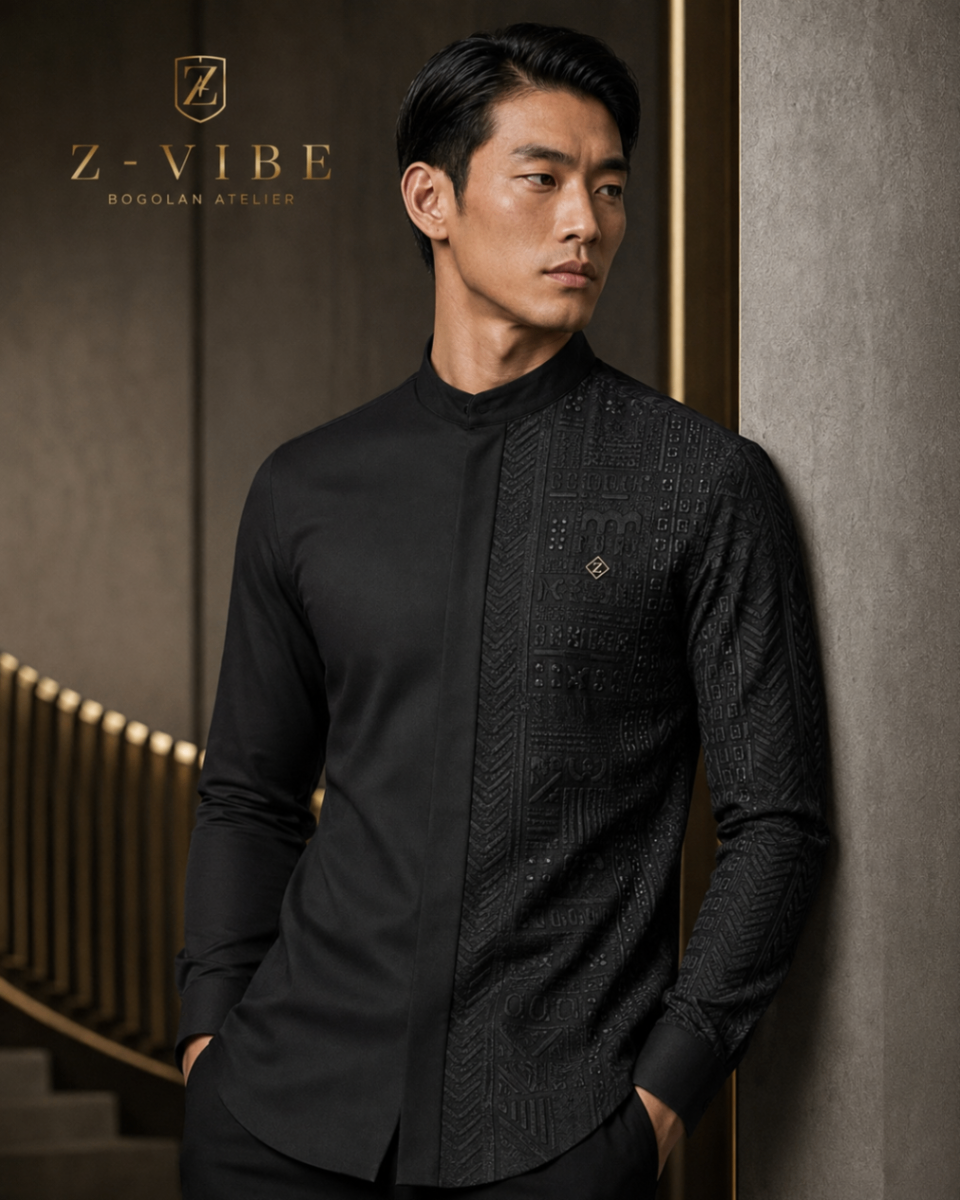 Obsidian Tonal Jacquard Shirt — Men — Product