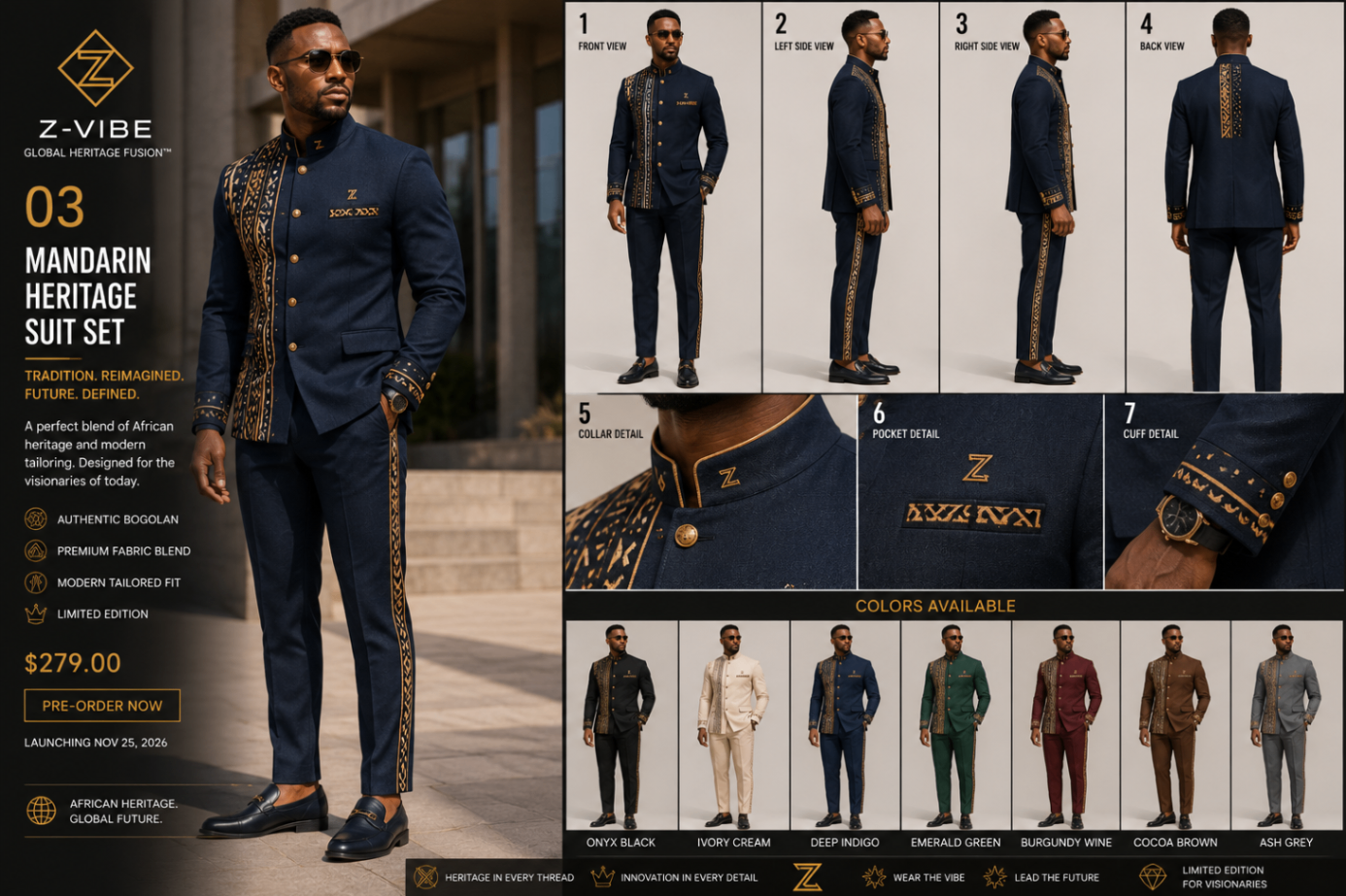 Z-Vibe Mandarin Heritage™ Suit Set design board