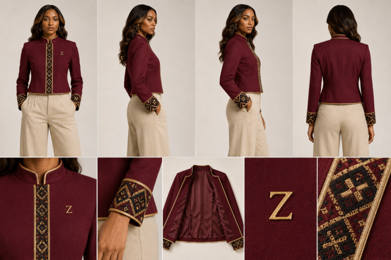 Burgundy Braid Jacket design board