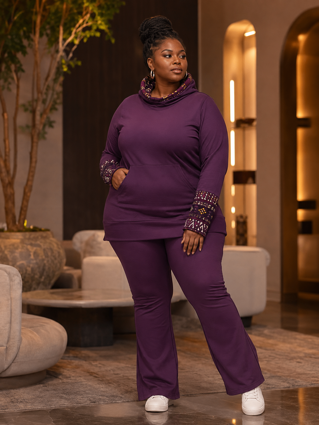 Plum Cowl Lounge Set design board