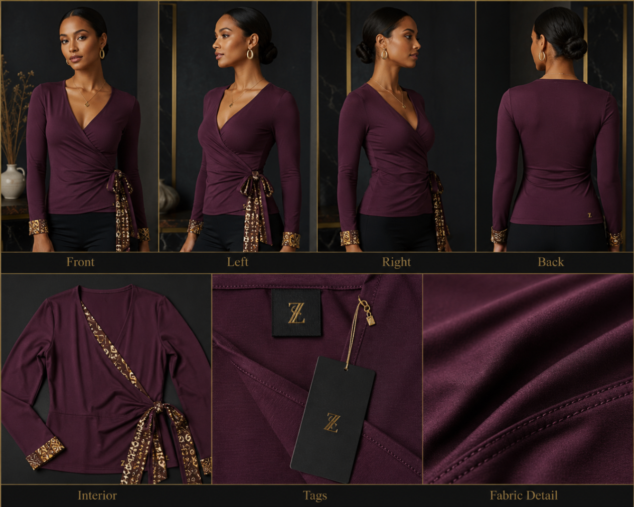 Plum Echo Wrap Top design board