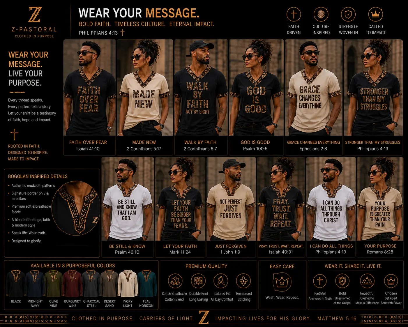 Message V-Neck Tee — Bogolan Collar design board