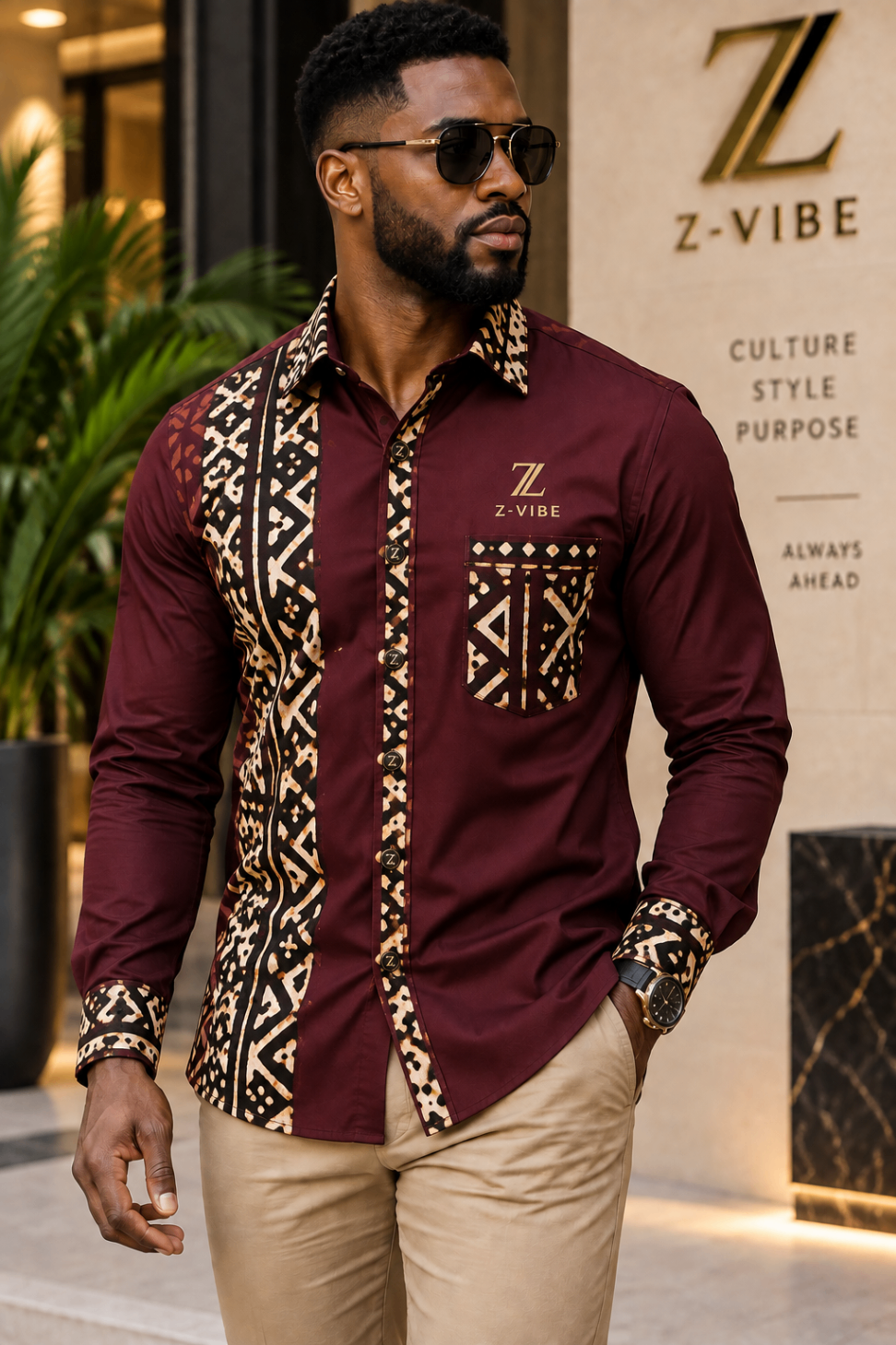 Signature Pocket Shirt — Burgundy design board