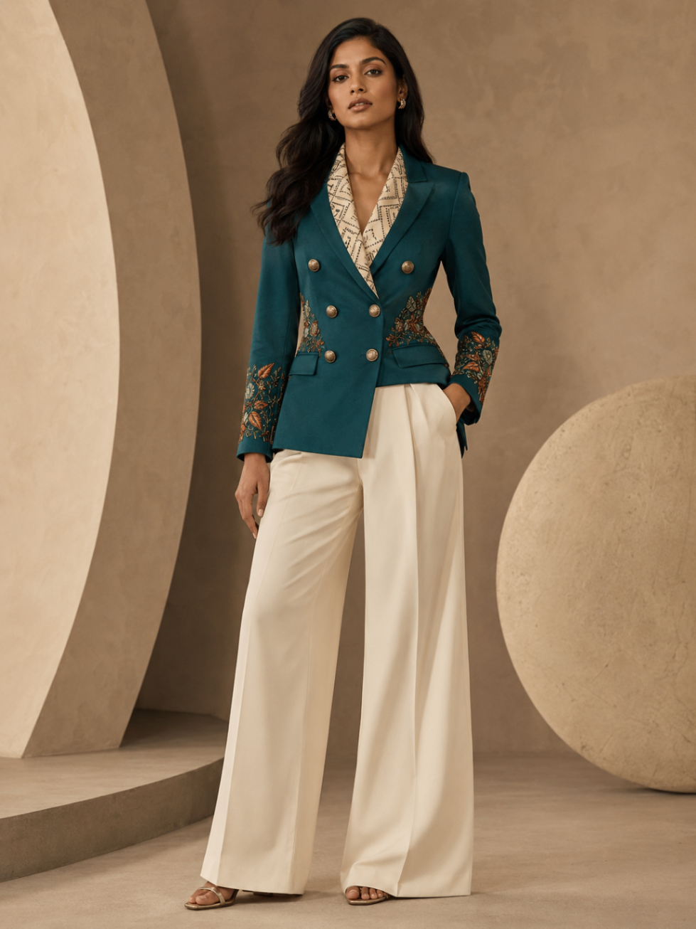 Teal Double-Breasted Heritage Suit design board