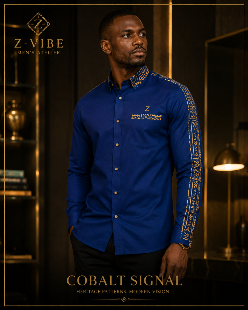 Cobalt Signal Sleeve Shirt design board