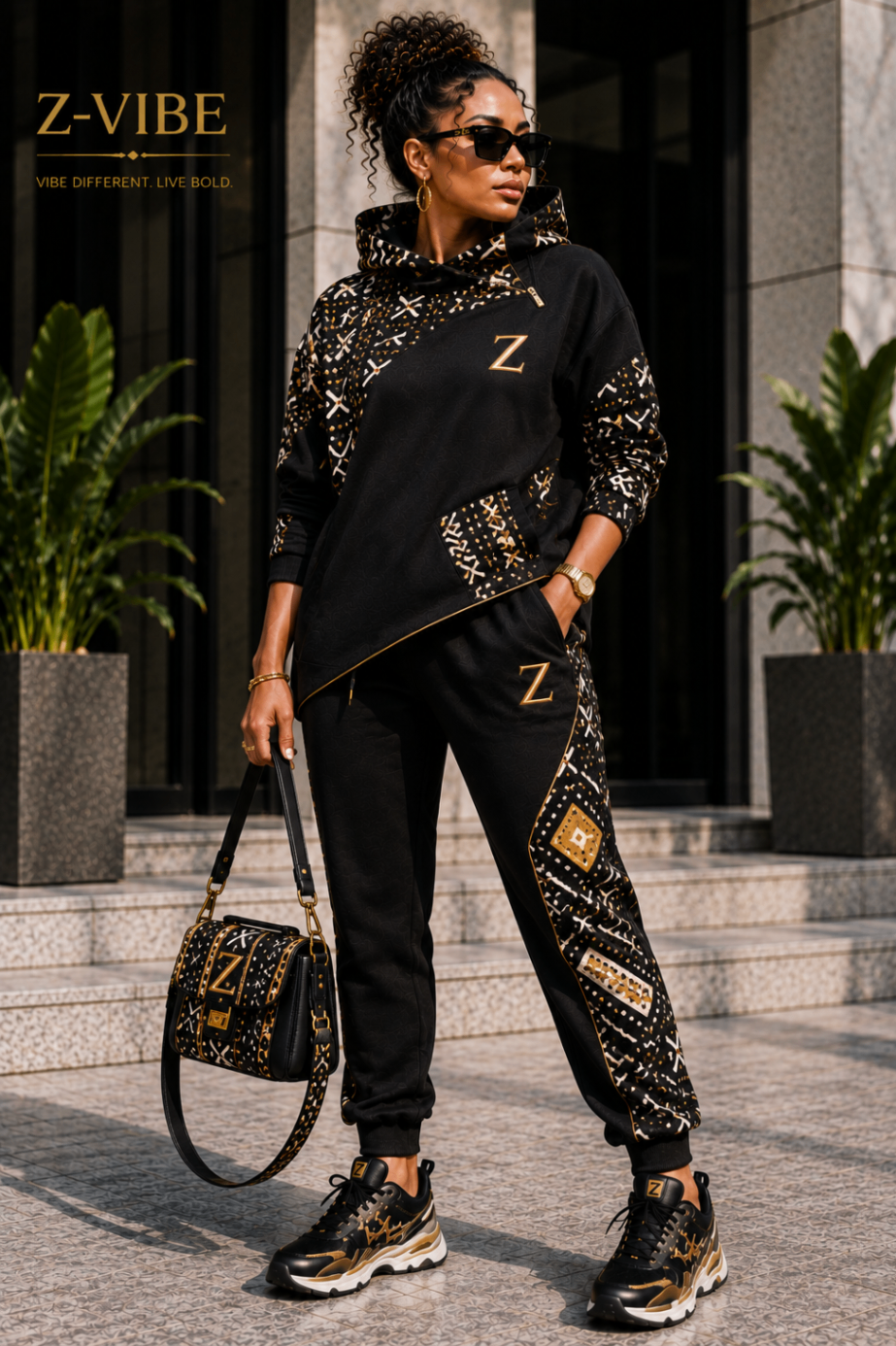 Black & Gold Sleeve Register Tracksuit design board