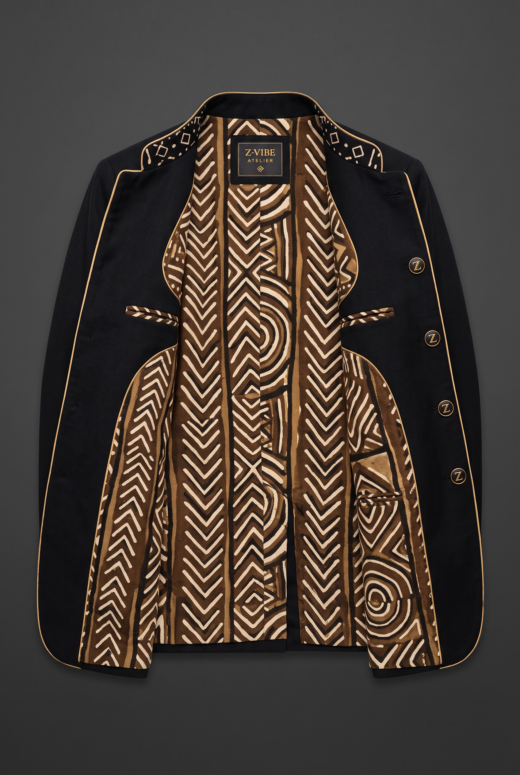 Redefined Heritage Suit · Onyx Black — Men, 05 Interior (view 5 of 7). Interior: lining, facings and the concealed closure.