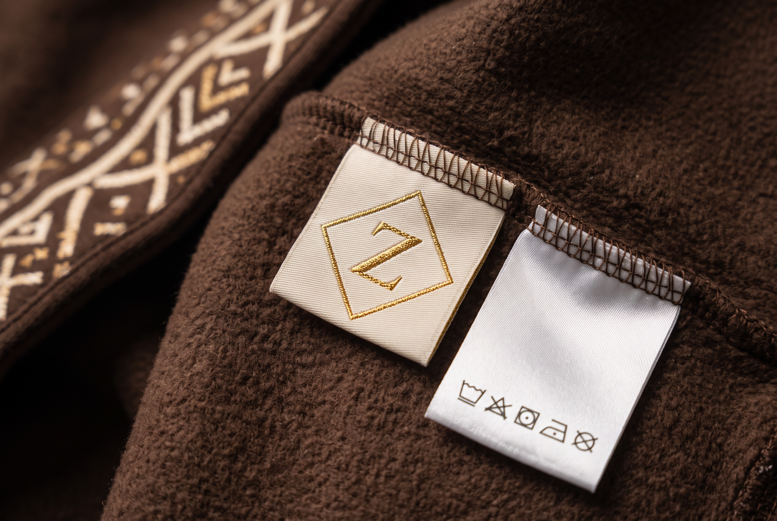 Bogolan Hoodie Set · Cocoa — Women, 06 Inner tags (view 6 of 7). Inner tags: size scale, atelier reference and care instructions.