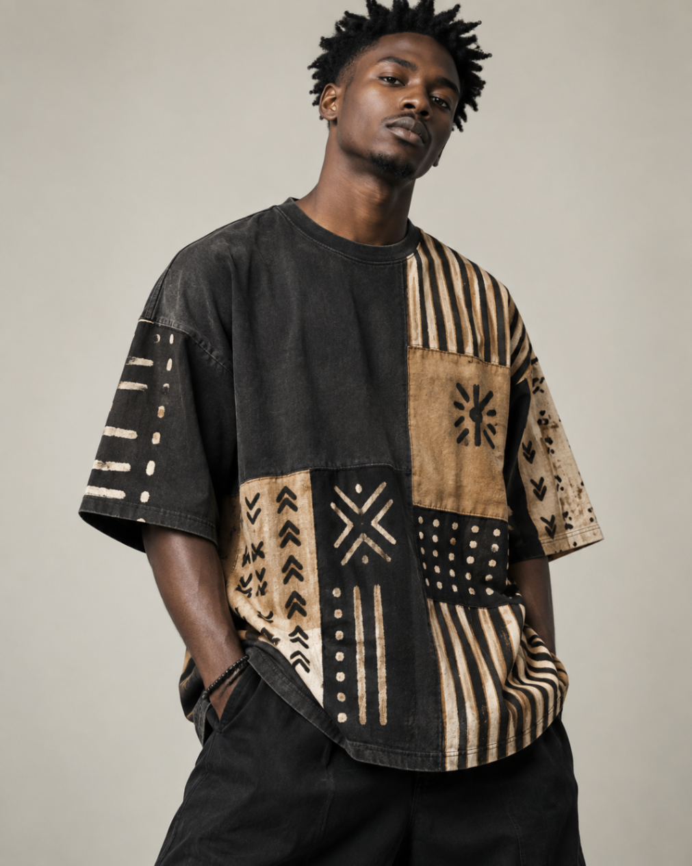 Onyx Patchwork Oversize Tee design board