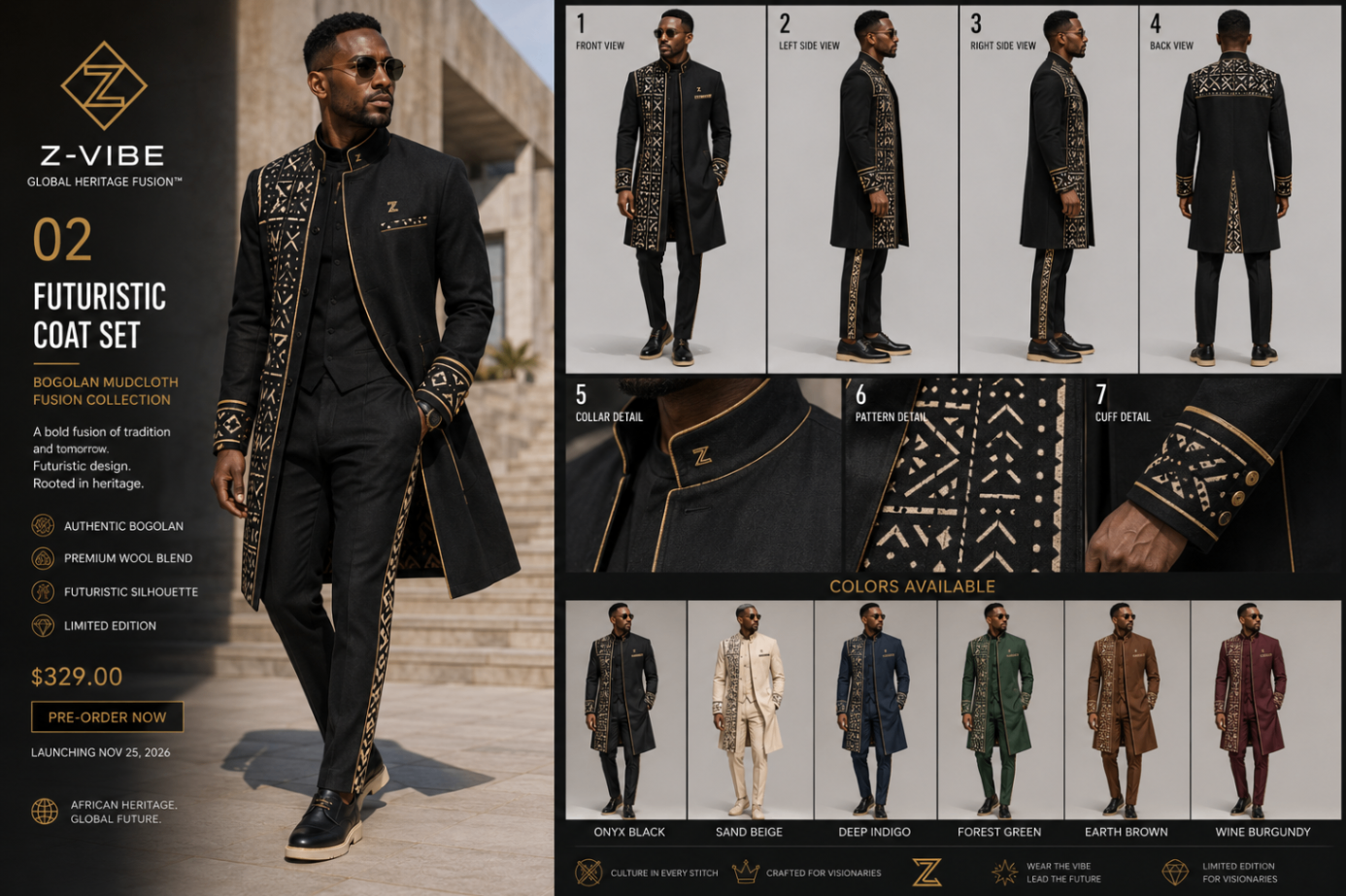 Z-Vibe Futuristic Coat Set design board