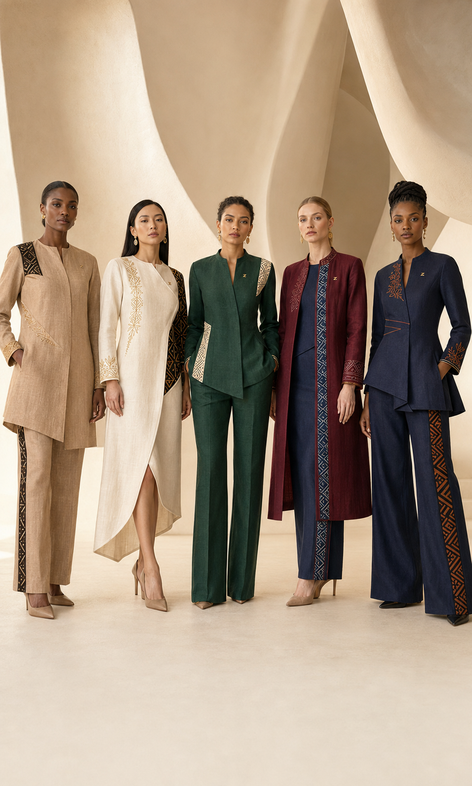 Emerald tailored suit on the Heritage Atelier Lineup design board