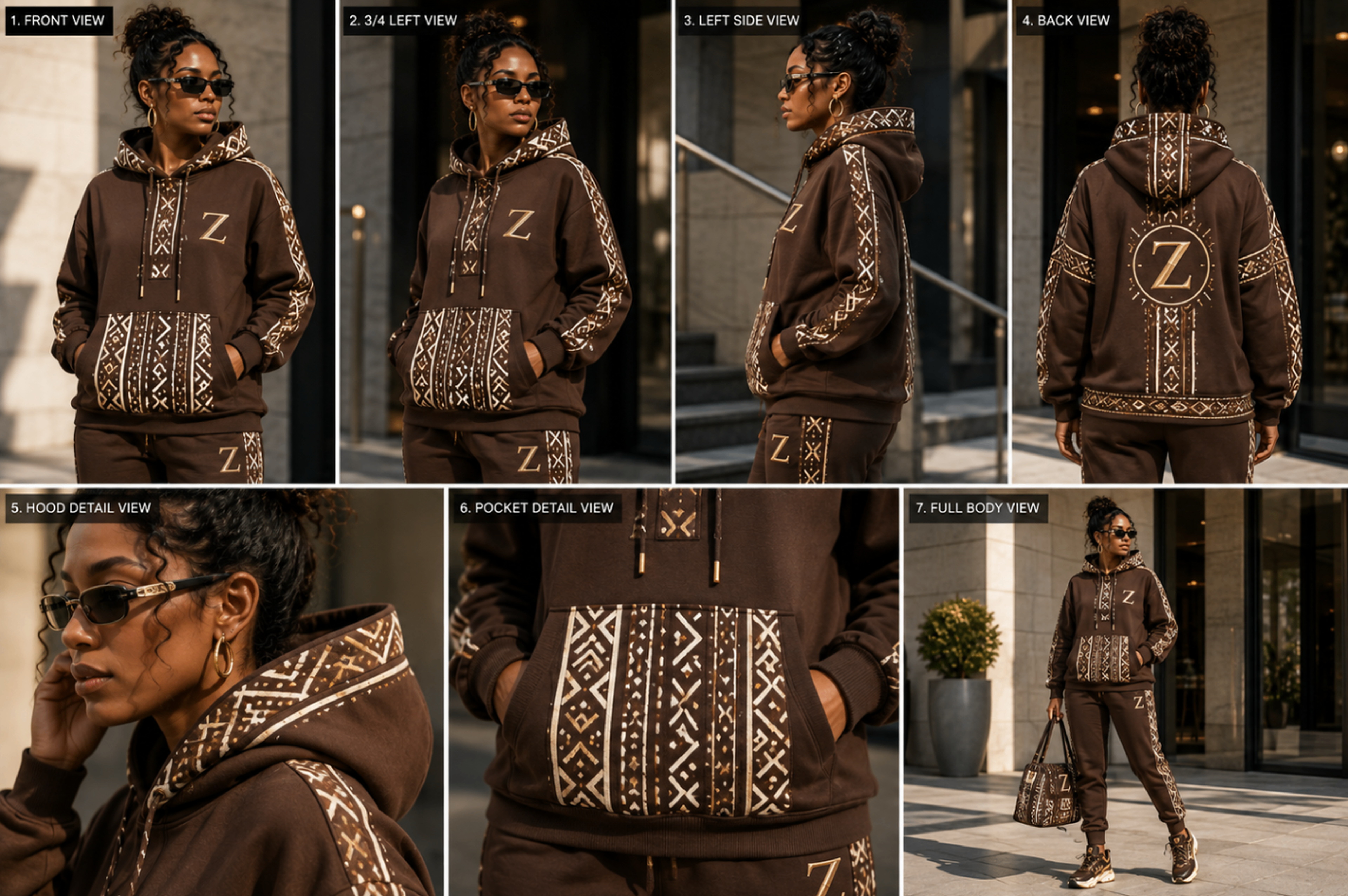 Bogolan Hoodie Set · Cocoa design board